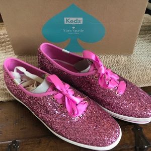 NWT Kate Spade- Keds Pink Glitter Size 9